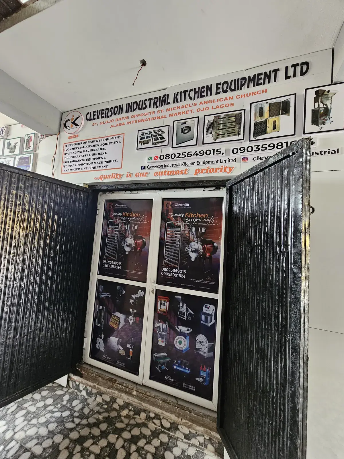 Entrance to Cleverson Industrial Kitchen Equipment Limited at 51 Olojo Drive, Alaba International Market, Ojo, Lagos